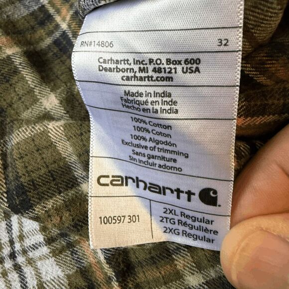 Carhartt Men's Plaid Flannel Relaxed Fit Button Down Shirt Multicolor Size 2XL - Picture 4 of 8